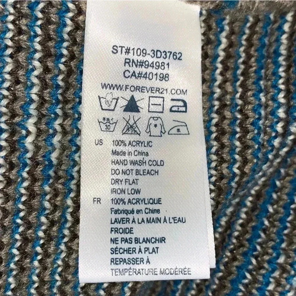 I LOVE H81 Cardigan Sweater Open Front Fringe Tribal Print Brown Blue Size Small - Picture 6 of 7